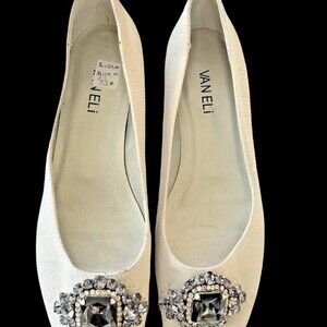 Vaneli Champagne Rhinestone Faux Snake & Suede 8.5